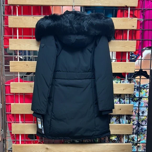 NWT,1 MADISON Detachable FOX FUR PARKA DOWN COAT,(black with black real fur) - Picture 3 of 16